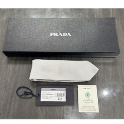 Prada Pearl Gray Satin Tie Cravatta NEW !