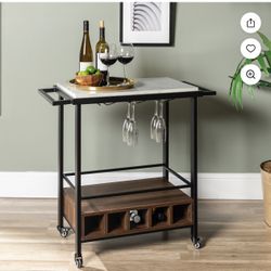 Modern Walnut Bar Cart