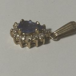 14k Gold Tanzanite And Diamond Pendant 