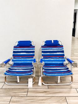 Folding Beach Chairs – Set of 2- New