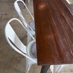 4-Person Dining Table Sets - Rustic Look w/ Metal base