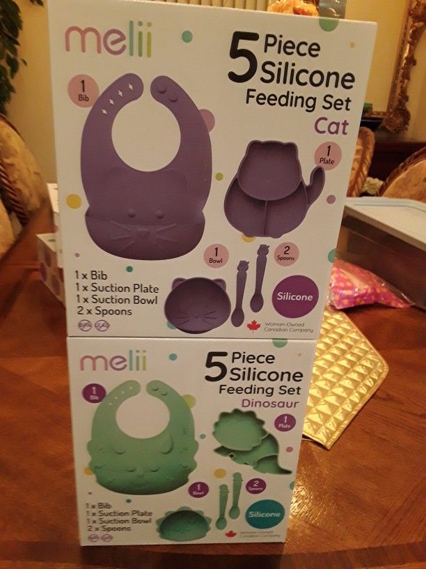 5 Piece Silicone Feeding Set Cat And Dinosaur  In Weeki Wachee Spring Hill