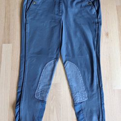 Ariat All Circuit Blue Knee Patch Front Zip Breeches, Size 34L