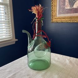 Vintage Green Glass Wine Decanter