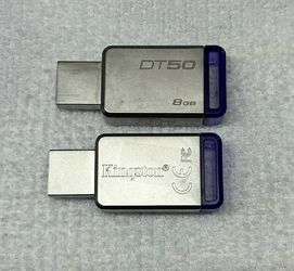 Qty 2 - Kingston 8GB DT50 3.0 USB DataTraveler 50 Flash Thumb Drives