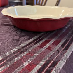 Beautiful Red Stoneware Pie Dish