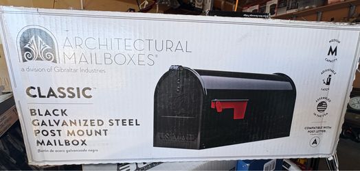 Black galvanized mailbox
