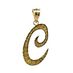 Woman’s Ladies 10k Yellow Gold Cursive Initial C Charm Pendant For Necklace GP3127533