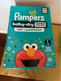 Pampers Diapers, unopened box of 120