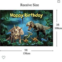 Dinosaur Birthday Banner And Cup Cake Topper