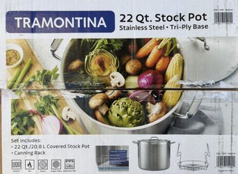 Tramontina 22 Qt Stock Pot Stainless Steel Tri-Ply Base