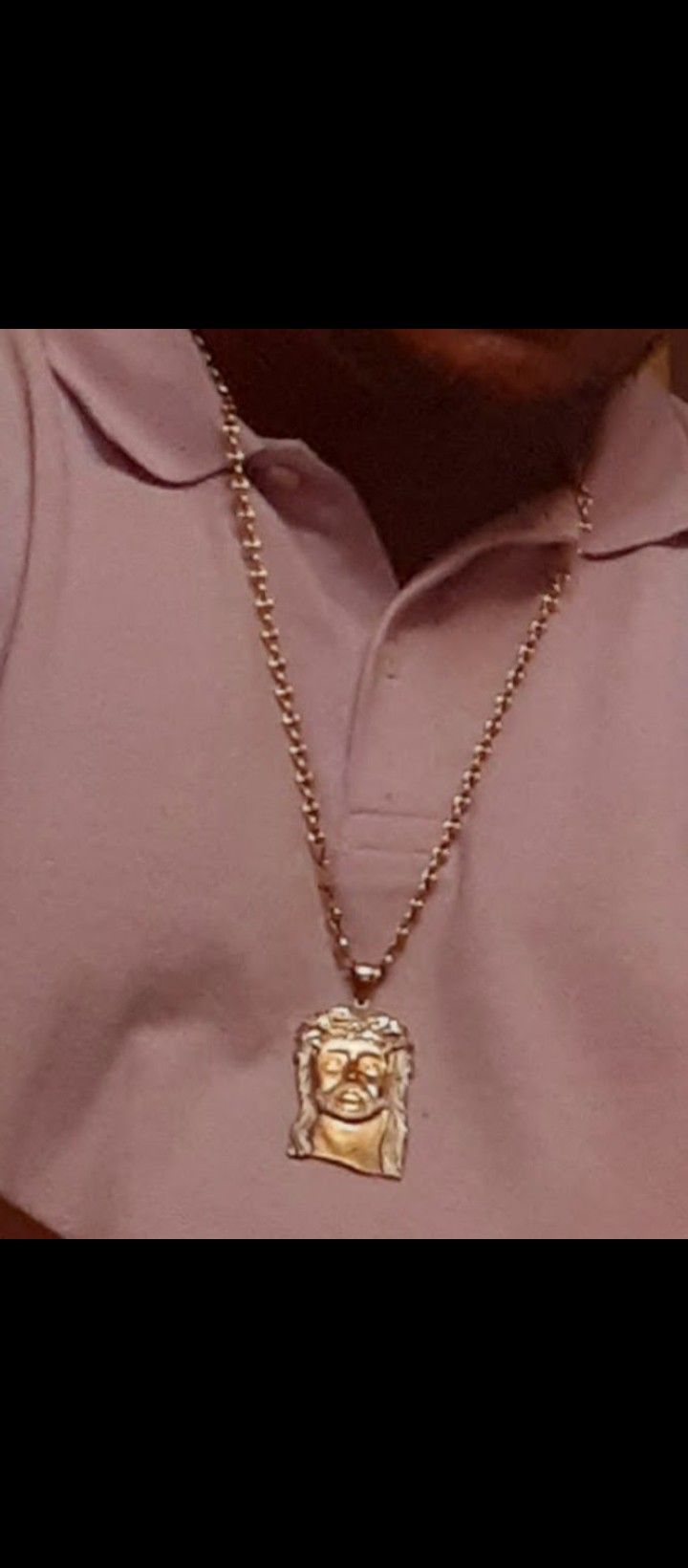 Gold Gucci Link With Jesus Piece 