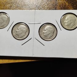 1-1952 -1-61 - 2- 64 Circulated Silver Dimes  For Sale 