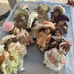 Lot Of 12 Porcelain Dolls. 8” 