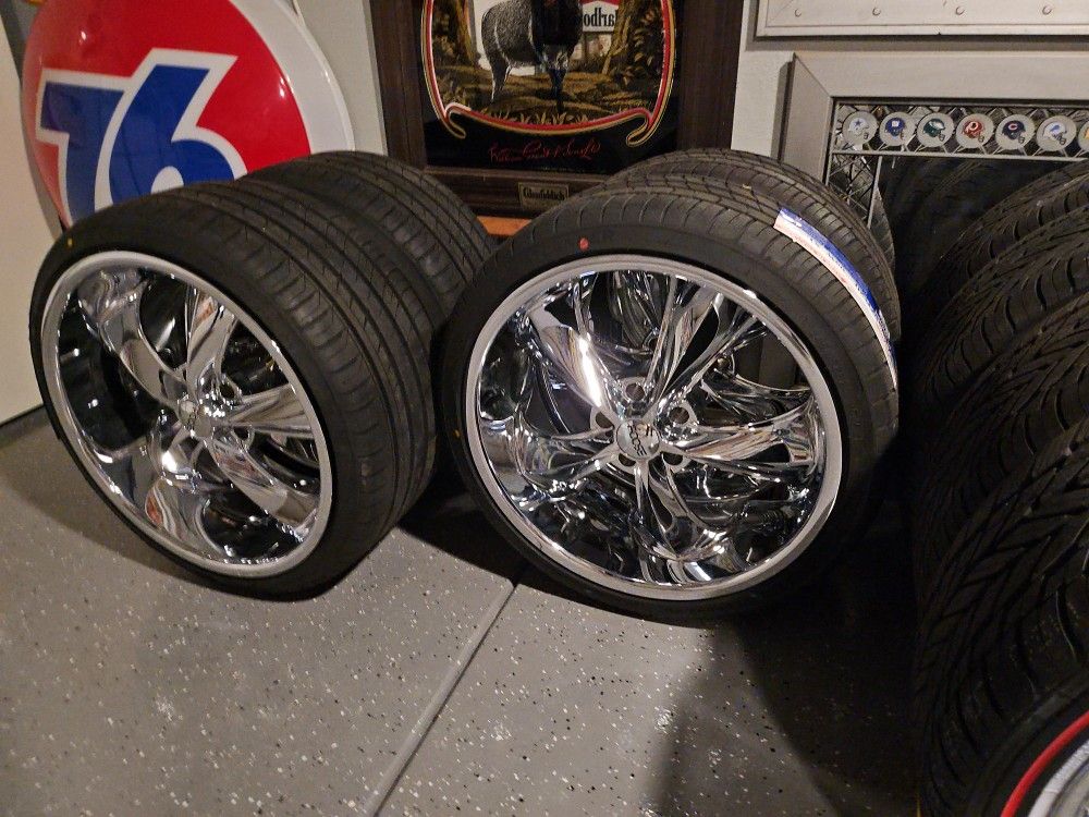 Foose Legends Chrome Rims- RIMS & TIRES NEW