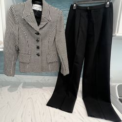 Vintage Albert Nipon Black & White Pant Suit Size 8