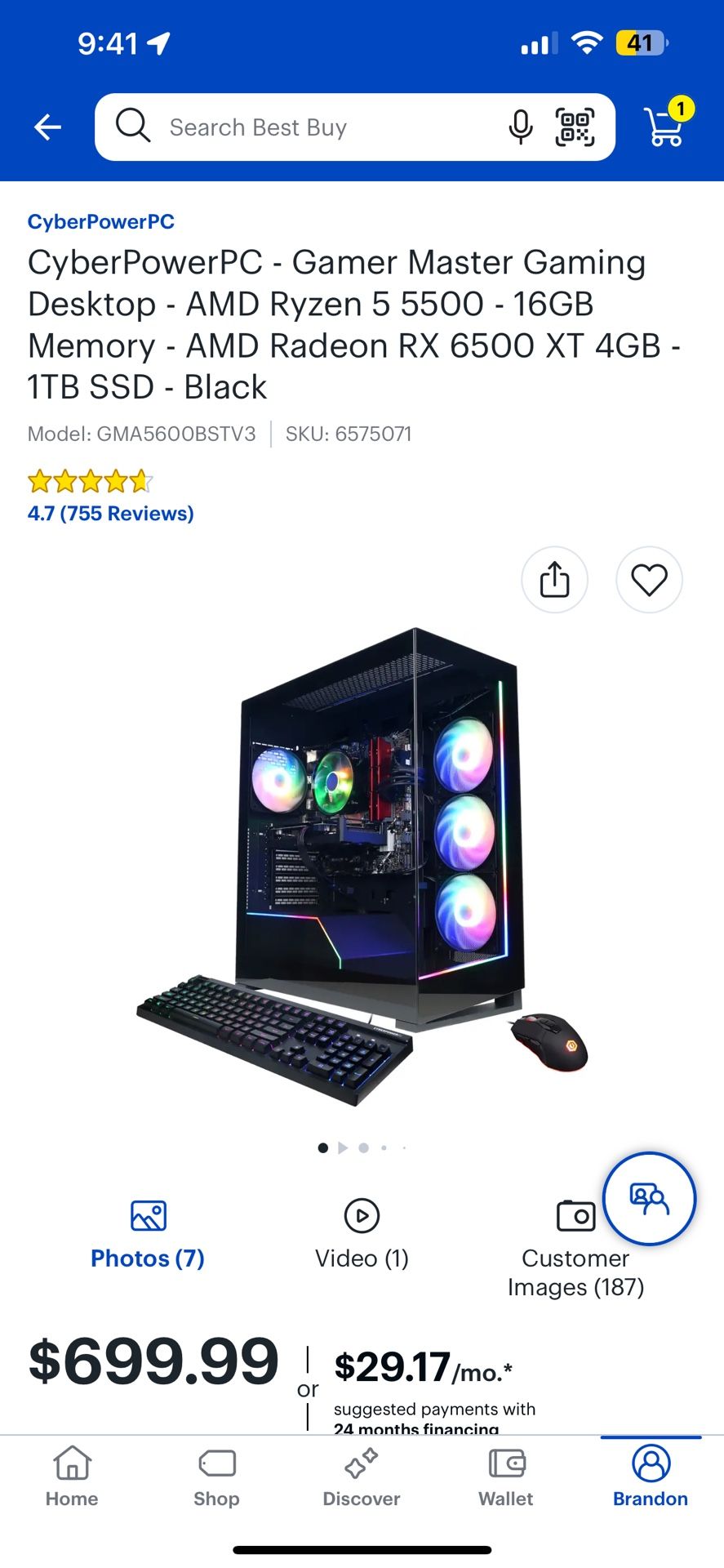 CyberPowerPC - Gamer Master Gaming Desktop - AMD Ryzen 5 5500 - 16GB Memory - AMD Radeon RX 6500 XT 4GB - 1TB SSD - Black
