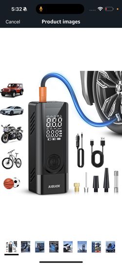 Tire Inflator Portable Air Compressor, 150PSI Cordless Air Pump for Car Tires, Battery & 12V DC Dual Power Electric Bike Tire Pump with Digital Pressu