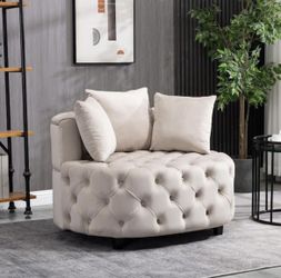 NEW Khaki Classical Velvet Accent Barrel Chair