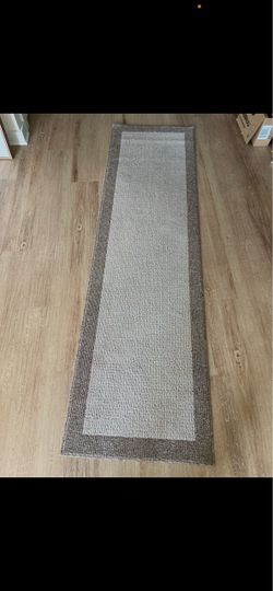Gray Bordered Runner Rug