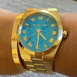 Michael Kors MK7460 Gold Tone Watch – Blue Dial – Excellent Condition