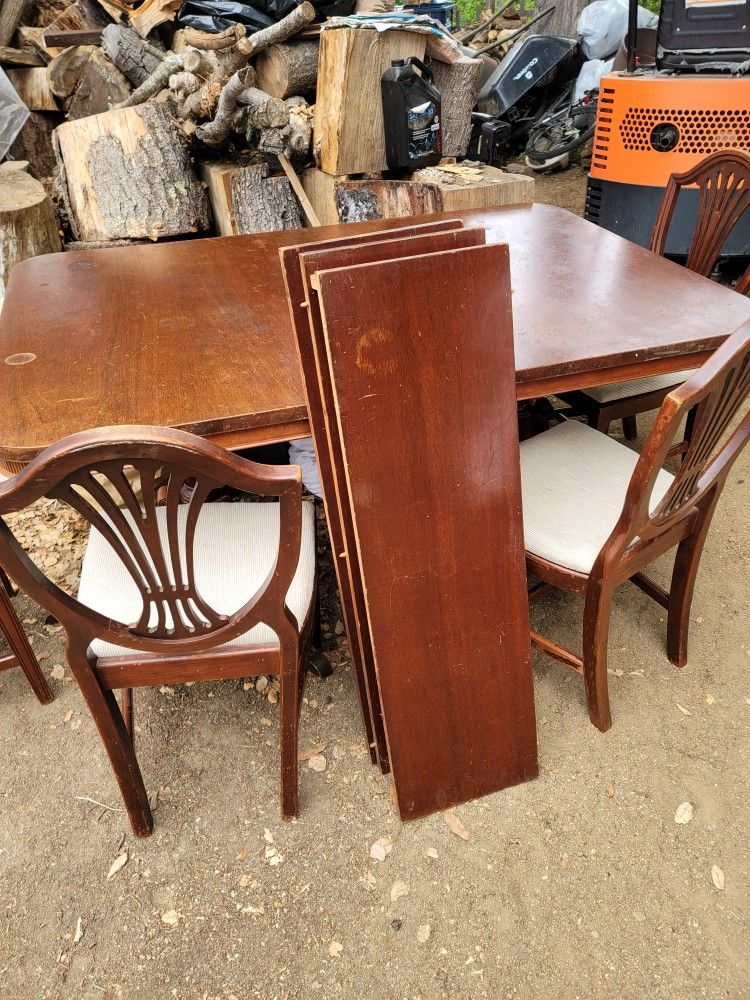 Solid Wood Dining Room Table And Chairs, Expandable