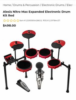 Alesis Nitro Max Expanded Electronic Drum Kit – Red