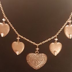 Vintage HEART CHARMS Pididdly Links Necklace 