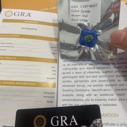 2 Ct GRA Certified Green Moissanite 