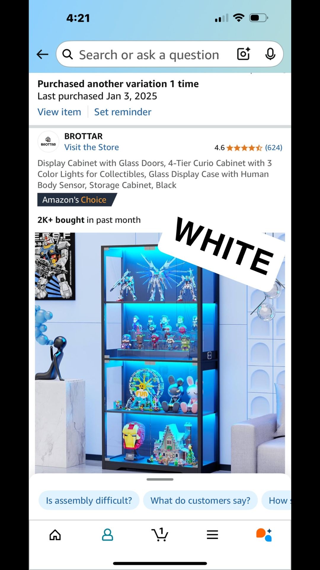 White LED Cabinet NEW UNOPENED