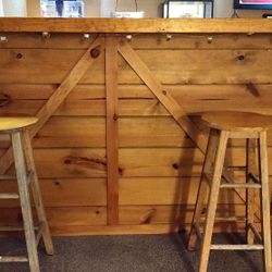 Tall Bar + 2 Bar Stools - SOLID WOOD - PICK UP ONLY