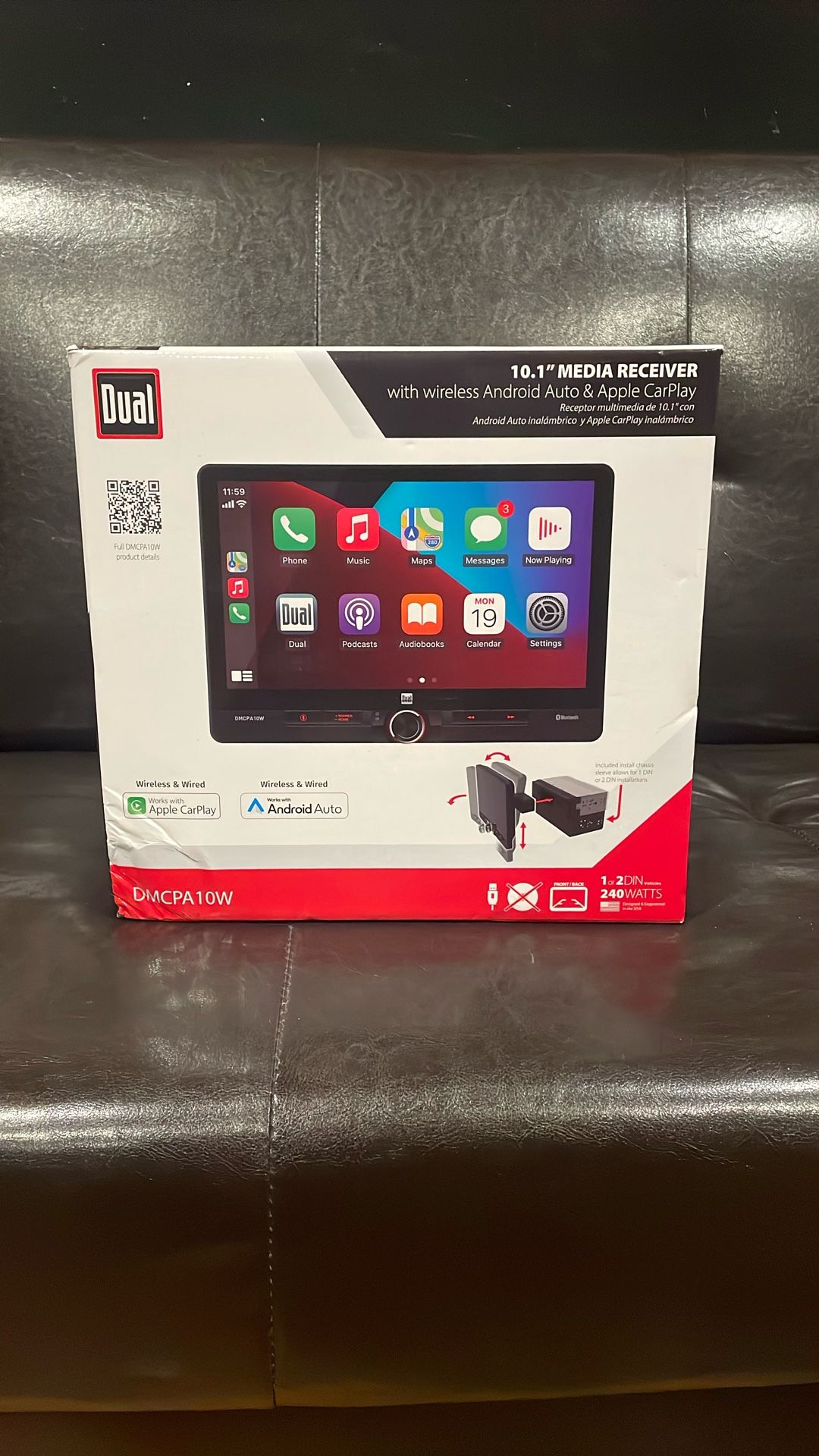 DUAL car media stereo 10.1 inch Screen Media Receiver With Wireless Android Auto & Apple Carplay