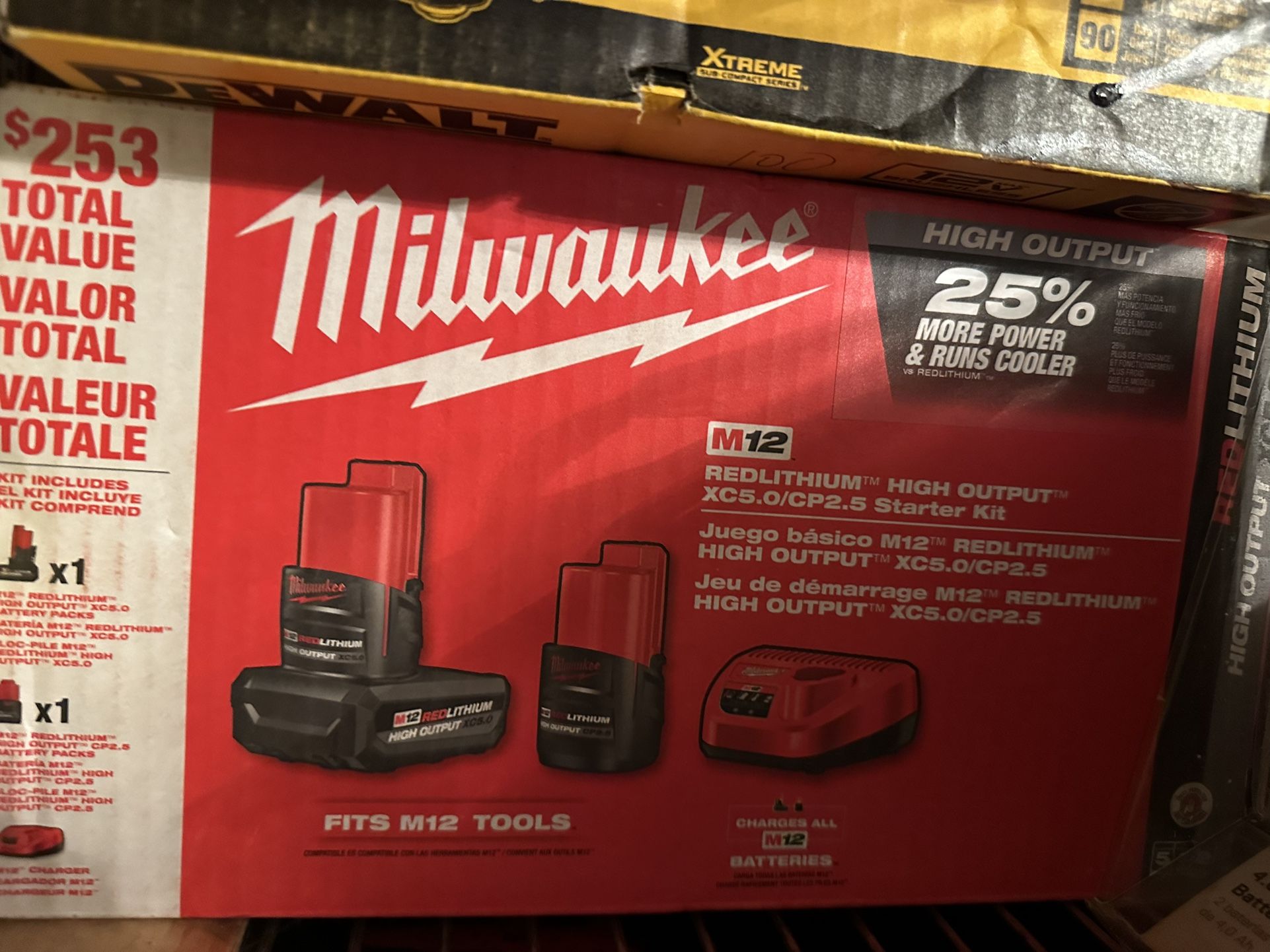 Milwaukee M12 12-Volt Lithium-Ion High Output 5.0 Ah and 2.5 Ah Battery Packs and Charger Starter Kit
