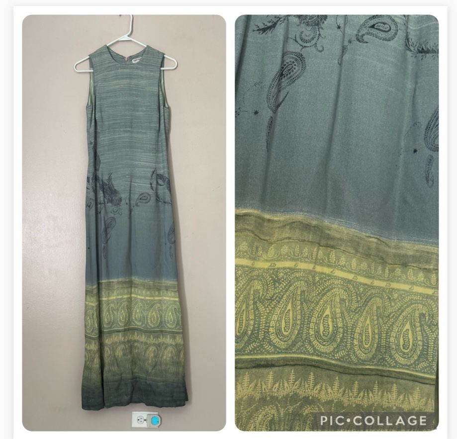 Barry Bricken Dress Size 6 Summer Long Casual Party Sleeveless Paisley Sundress