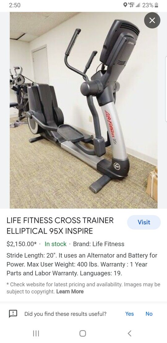 life fitness cross trainer elliptical 95c inspire