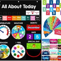 Educational School or home wall Calendar, Weather, Seasons, Feelings pocket set. Great condition 