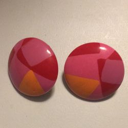Vintage Multi-Colored Button Earrings 