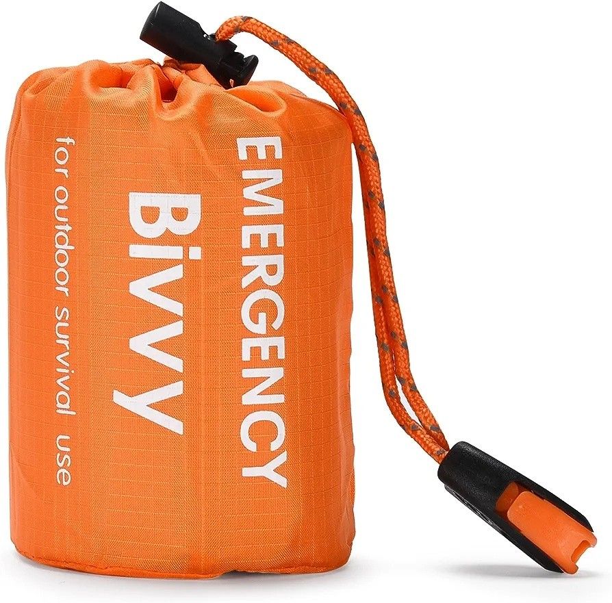 6-in-1 Survival Emergency Sleeping Bags Survival Bivvy Sack + Thermal Emergency Blankets Lightweight Portable Survival Gear for Outdoor