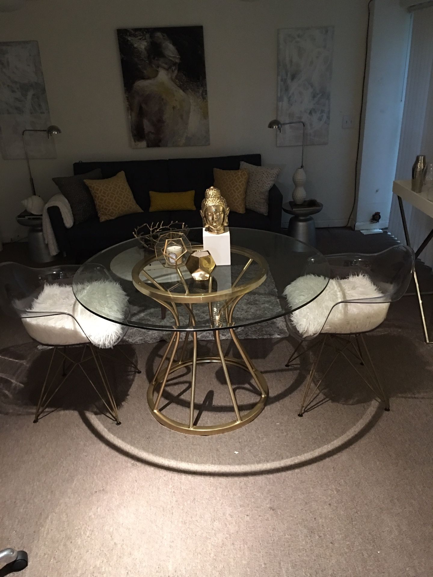 Metal gold table end chairs