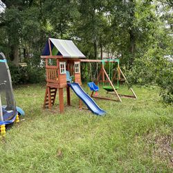 Wooden Kids Playhouse And Swing set 
