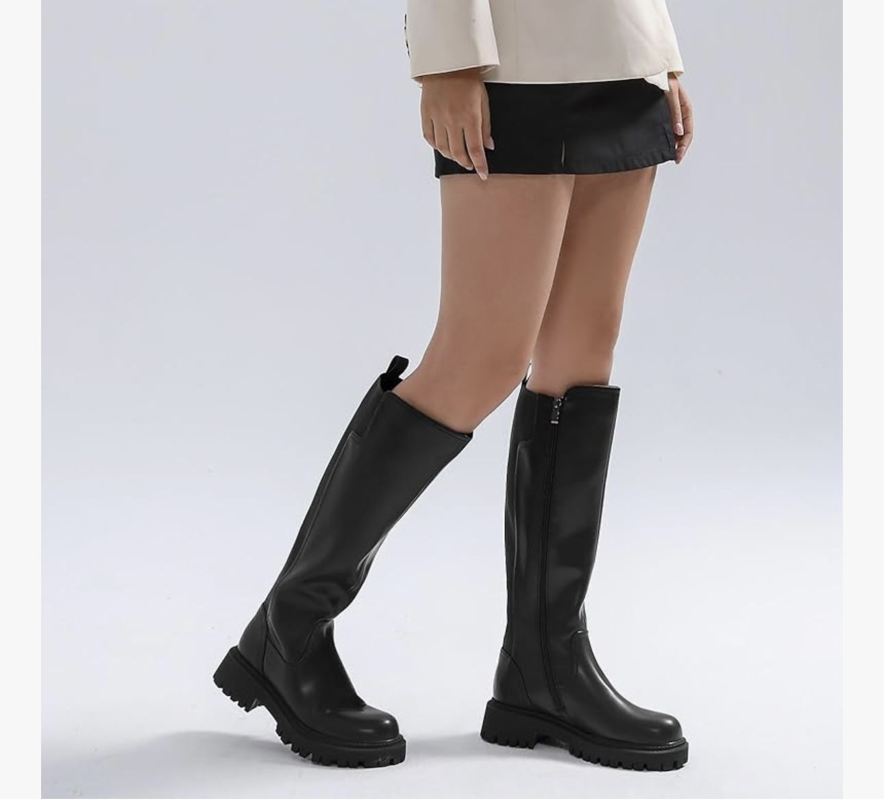 NEW Women’s Knee High Chunky Lug Boots Size 7 [Black] 
