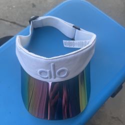 Alo Hat Visor Strap Back Adjustable Unisex White Wide Brim Sun Shield Sport