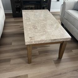 Coffee Table + 2  End Tables with a Marble Top 