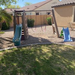 Backyard Play set With Swings And Slides