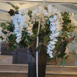 White Wisteria Flowers 