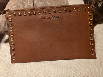 Michael Kors Studded Brown Leather Pouch