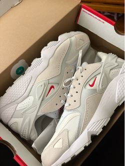 White grey & red huaraches