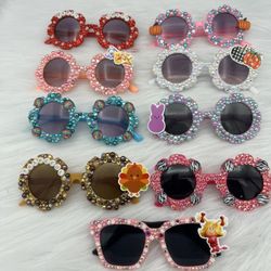 Lot Of 9 Pairs Of Kids Blinged Sunglasses 
