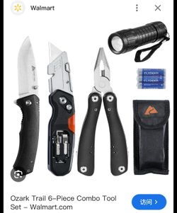 Ozark Trail 6 Pieces Multi Tool Set,17-in-1 Multi-Tool Pliers,7.5 inch Manual Opening Folding Knife