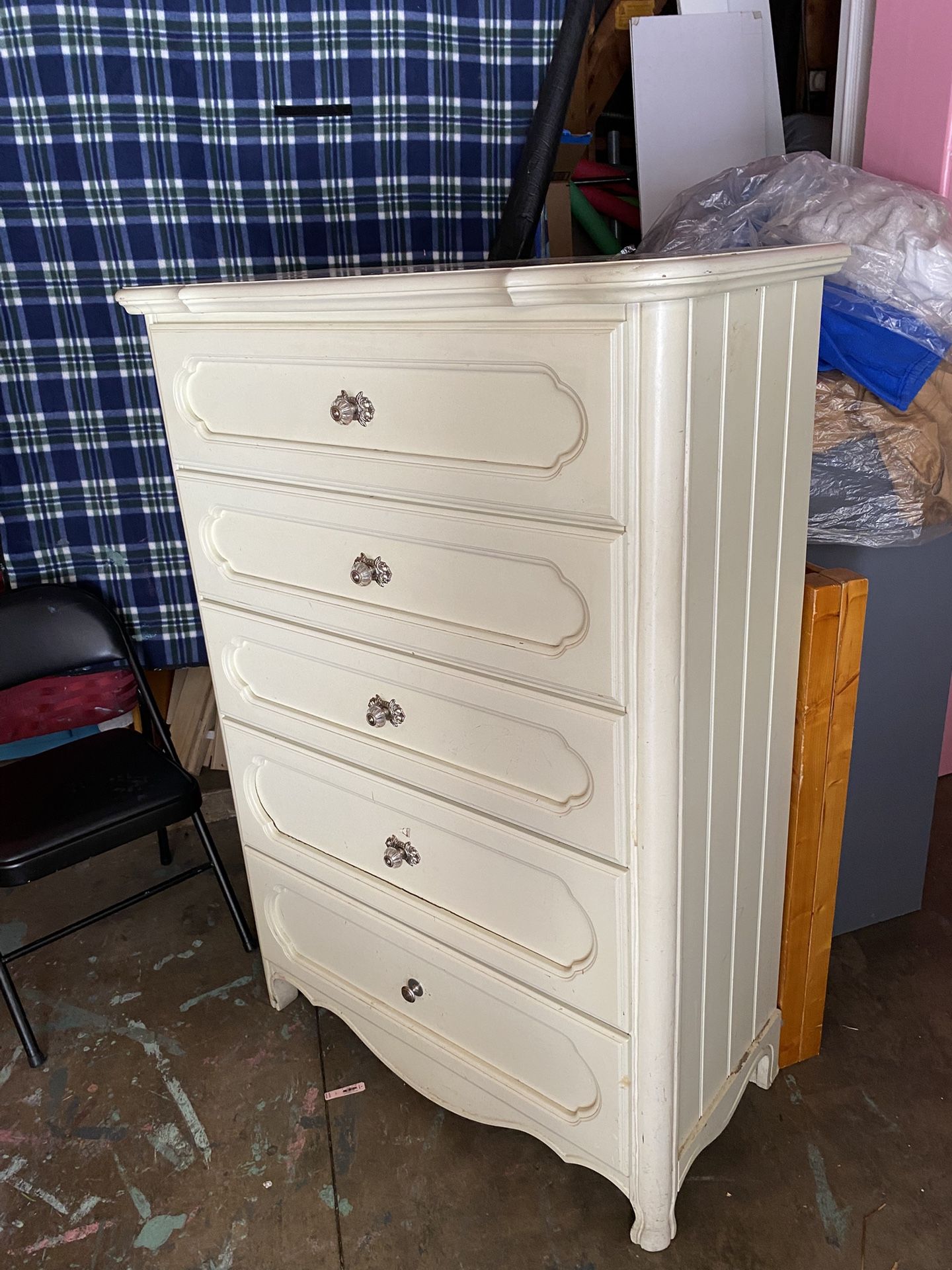 Tall Beige Dresser - 36”x18”x52 1/4”
